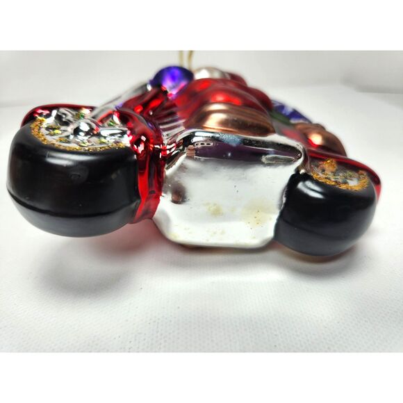 Artisan Blown Glass Santa Claus on Motorcycle Ornament Collectible Christmas - Picture 4 of 7